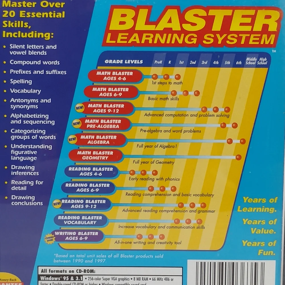 Reading Blaster Basic Reading Education Video Game Homeschool Learning Ages 6-9